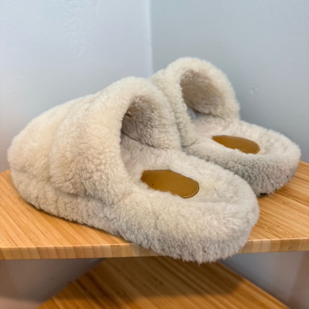 Celine Fur Flat Slides - Cozy Shearling Slippers with Accents - Size 6 - Picture 9 of 10